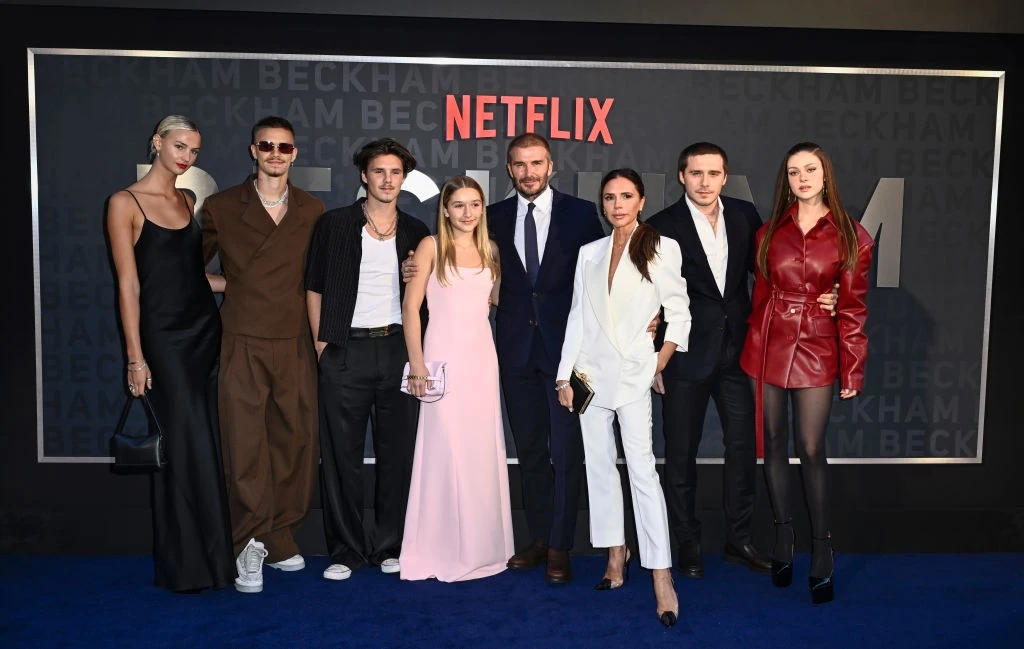 A Beckham família 2023-ban a Beckham című Netflix-doku bemutatóján