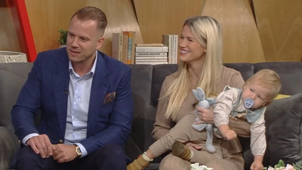 Vasvári Vivien a férjével, Zsigmonddal és kisfiukkal, Colinnal (Fotó: rtl.hu/Reggeli)