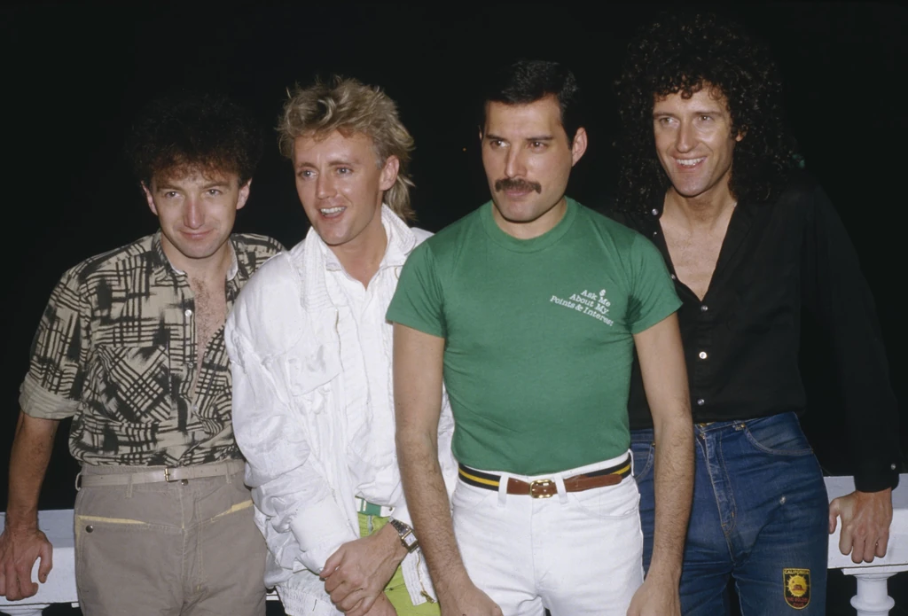 A Queen együttes fénykorában: John Deacon, Roger Taylor, Freddie Mercury és Brian May
