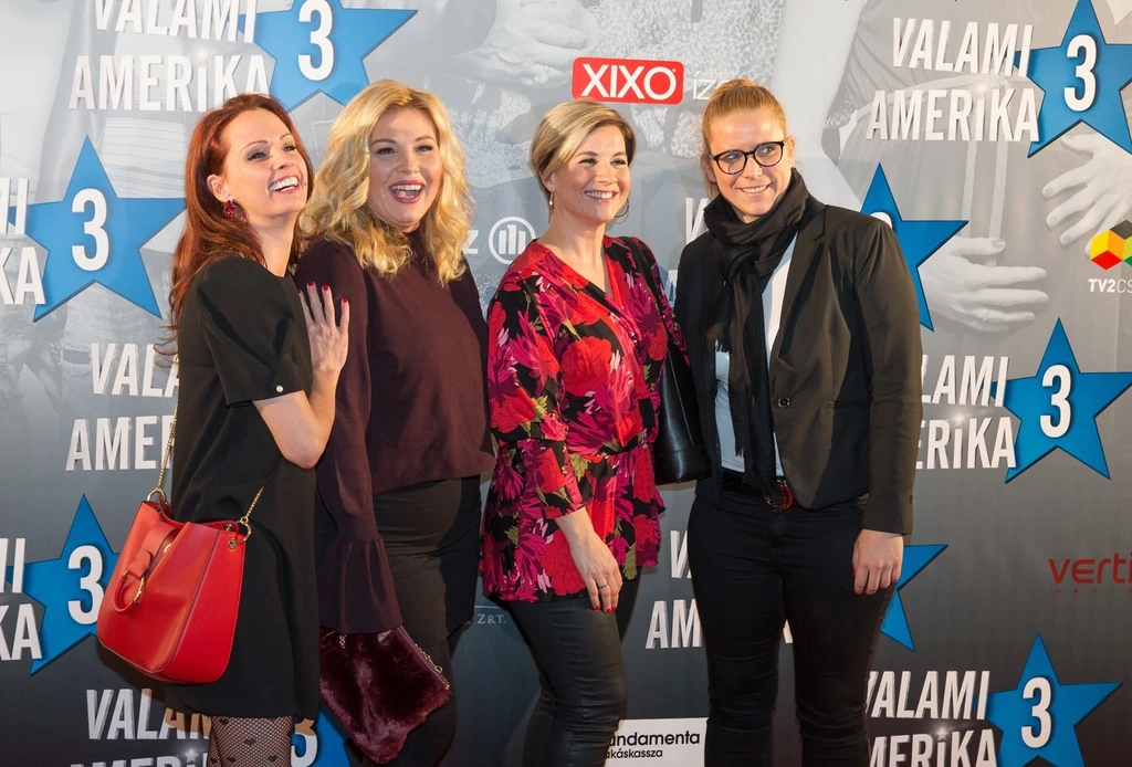 Dobó Kata, Liptai Claudia, Ábel Anita, Risztov Éva A Valami Amerika 3 című magyar film bemutatóján (Fotó: Birton Szabolcs/fotocentral.hu)
