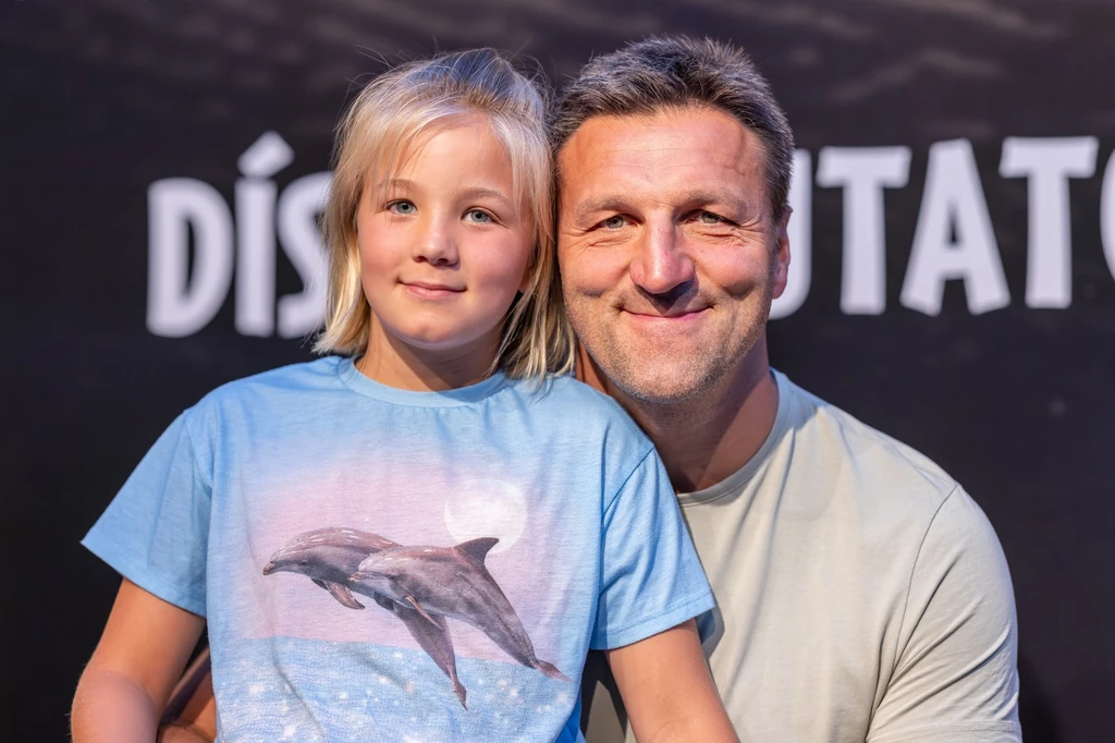 Kiss Gergely ás lánya, Olívia, az Agymanók 2. bemutatóján (Fotó: Trenka Attila/fotocentral.hu)