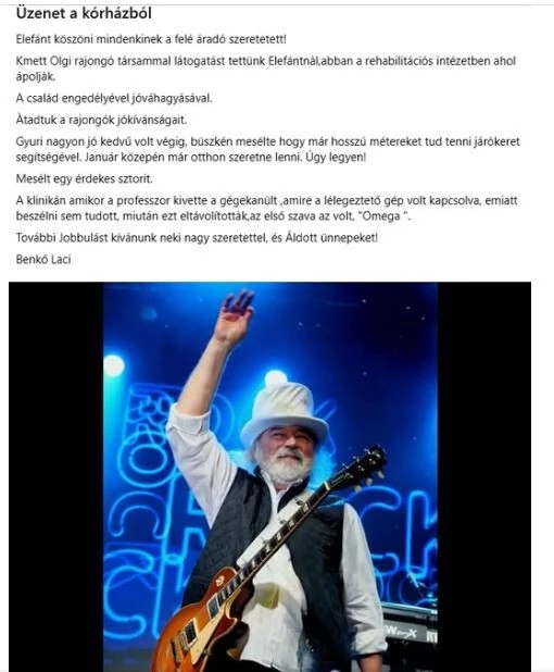 Elefánt megnyugtatta rajongóit, üzent a rehabilitációs intézetből