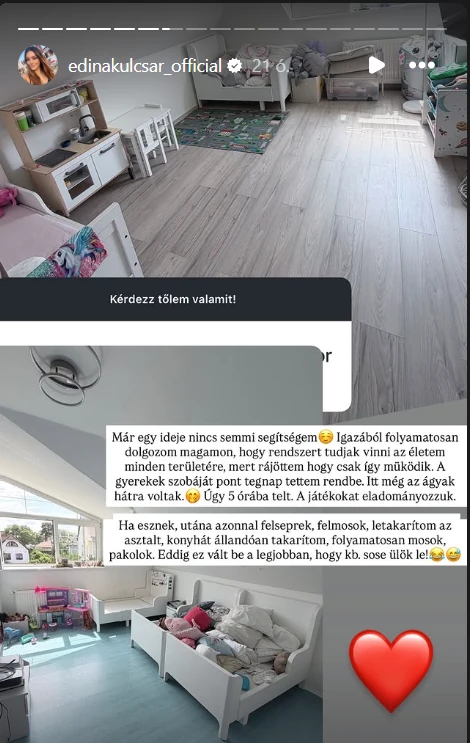 Kulcsár Edina megmutatta a gyerekszobákat