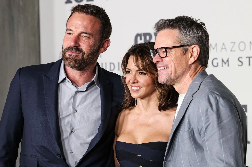 Nincs harag! Affleck, Damon és Luciana Barroso a premieren (Fotó: Profimedia)