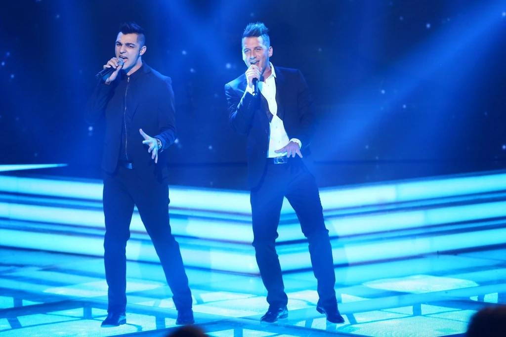 Oláh Gergő és Vastag Csaba az X-Faktor színpadán (Fotó: RTL)