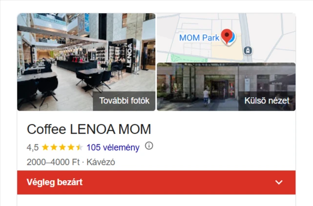 A Lenoa kávézó végleg bezárt