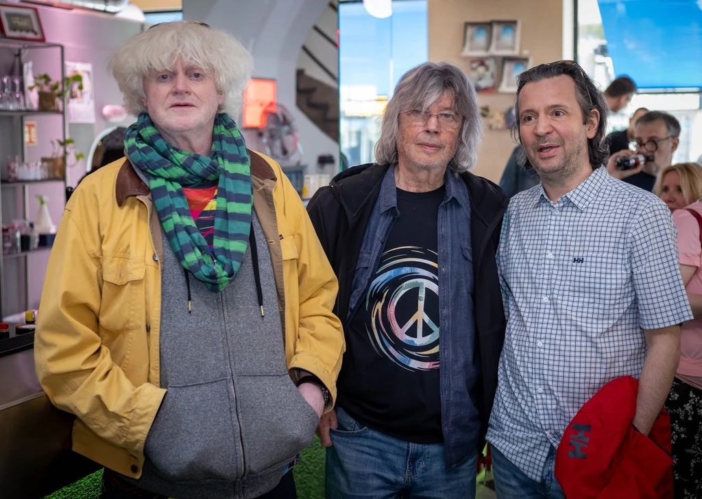 Müller Péter Sziámi, Bródy János és Bérczesi Róbert, a Hiperkarma énekese a Sziget Fesztivál sajtótájékoztatóján