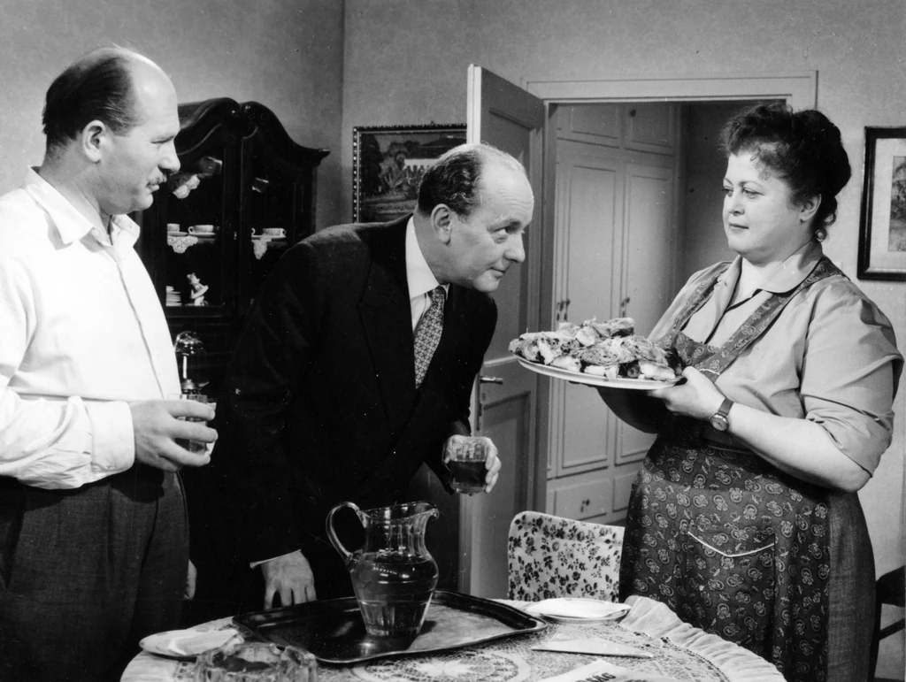 Pécsi Sándor, Ráday Imre és Fónay Márta a Rangon alul című filmben (Fotó: Fortepan/Ráday Mihály)