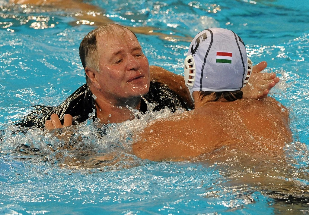 A 2008-as pekingi olimpián a vízilabda-válogatott győzelme után (Fotó: Czagány Balázs/fotocentral.hu)