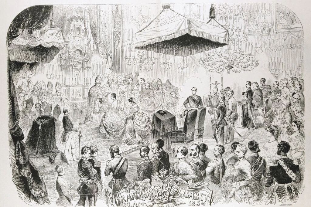 Erzsébet és Ferenc József esküvője 1854. áprilus 24-én (Fotó: Getty Images)