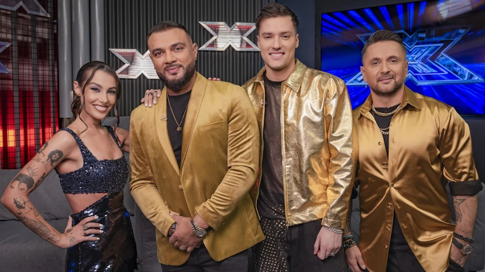 Az X-faktor csapata –Tóth Andi, Gáspár Laci, Valkusz Milán, Majka – vajon le tudja győzni a megasztárosokat? fotó: RTL