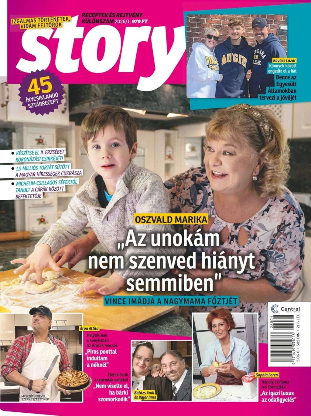 Oszvald Marika unokájával, Vincével a Story magazin Receptek és rejtvény különszámának címlapján szerepelt idén