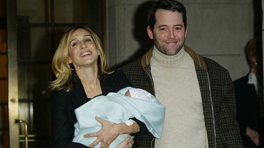 Sarah Jessica Parker és a férje az újszülött fiukkal 2002-ben