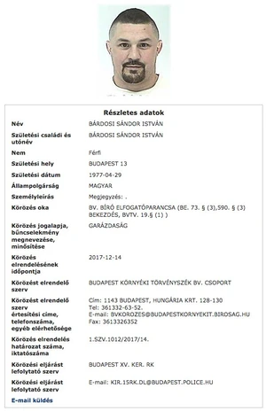 Bárdosi Sándor egy elmaradt pénzbüntetés miatt került rövid időre a rendőrség körözési listájára.