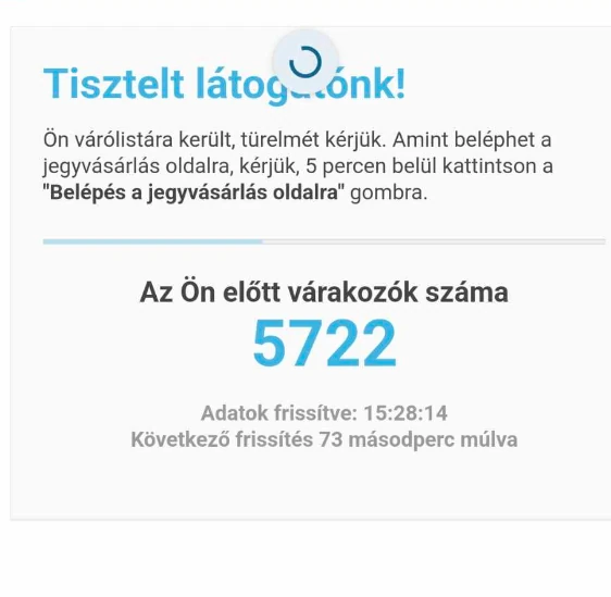 Várakozók száma, öt órával a jegyértékesítés indulása után Fotó: broadway.jegy.hu