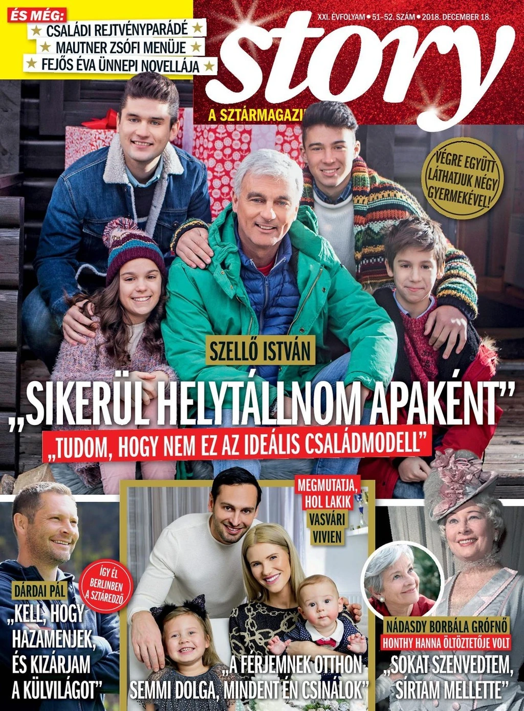 A Szellő gyerekek édesapjukkal a Story egy korábbi, karácsonyi címlapján (Fotó: Story)