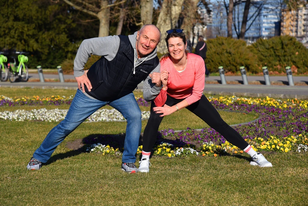 Lányával, Mónikával a Margitszigeten