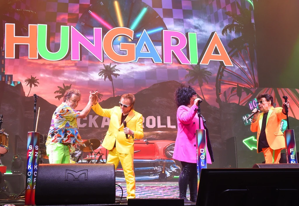 A Hungária tagjai: Szikora Róbert, Novai Gábor, Dolly és Fenyő Miklós 2025-ben újra összeálltak (Fotó: Olajos Piroska/fotocentral.hu)