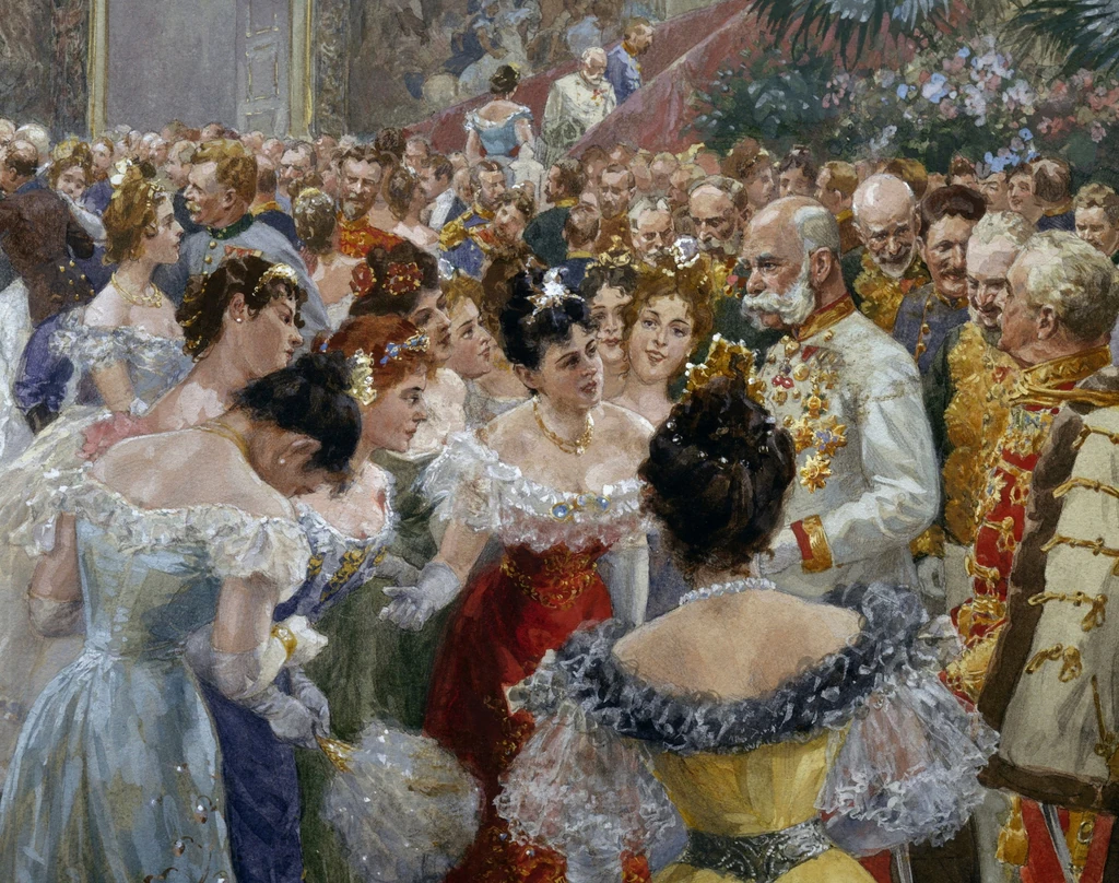 Ferenc József a bécsi udvari bálon (Wilhelm Gause festménye, fotó: Getty Images)