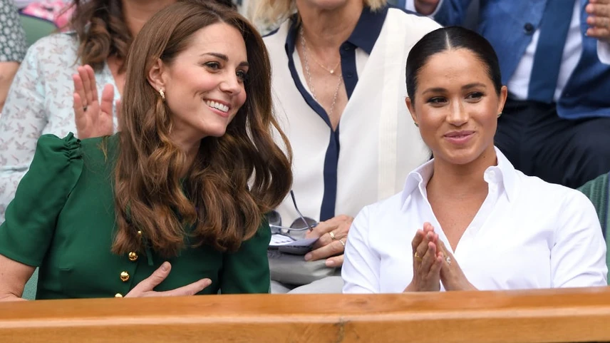 A walesi hercegné és a sussexi hercegné 2019-ben Wimbledonban